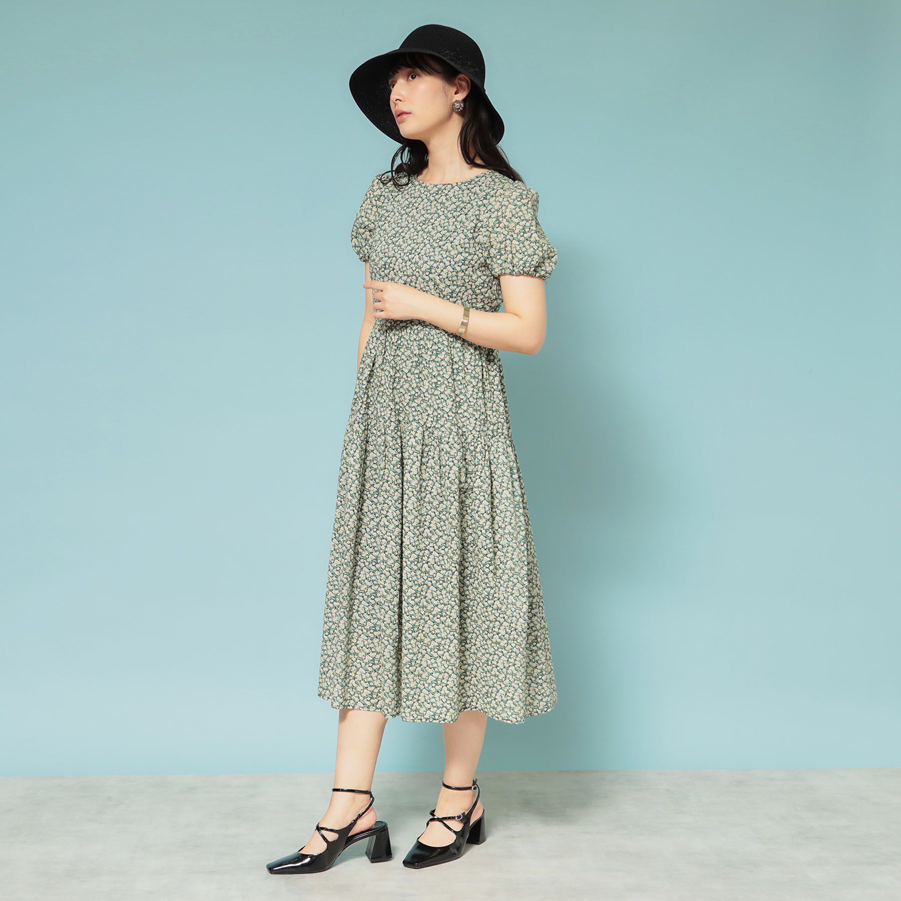 SunaUna「【花柄】パフスリーブワンピース」|ワンピース|