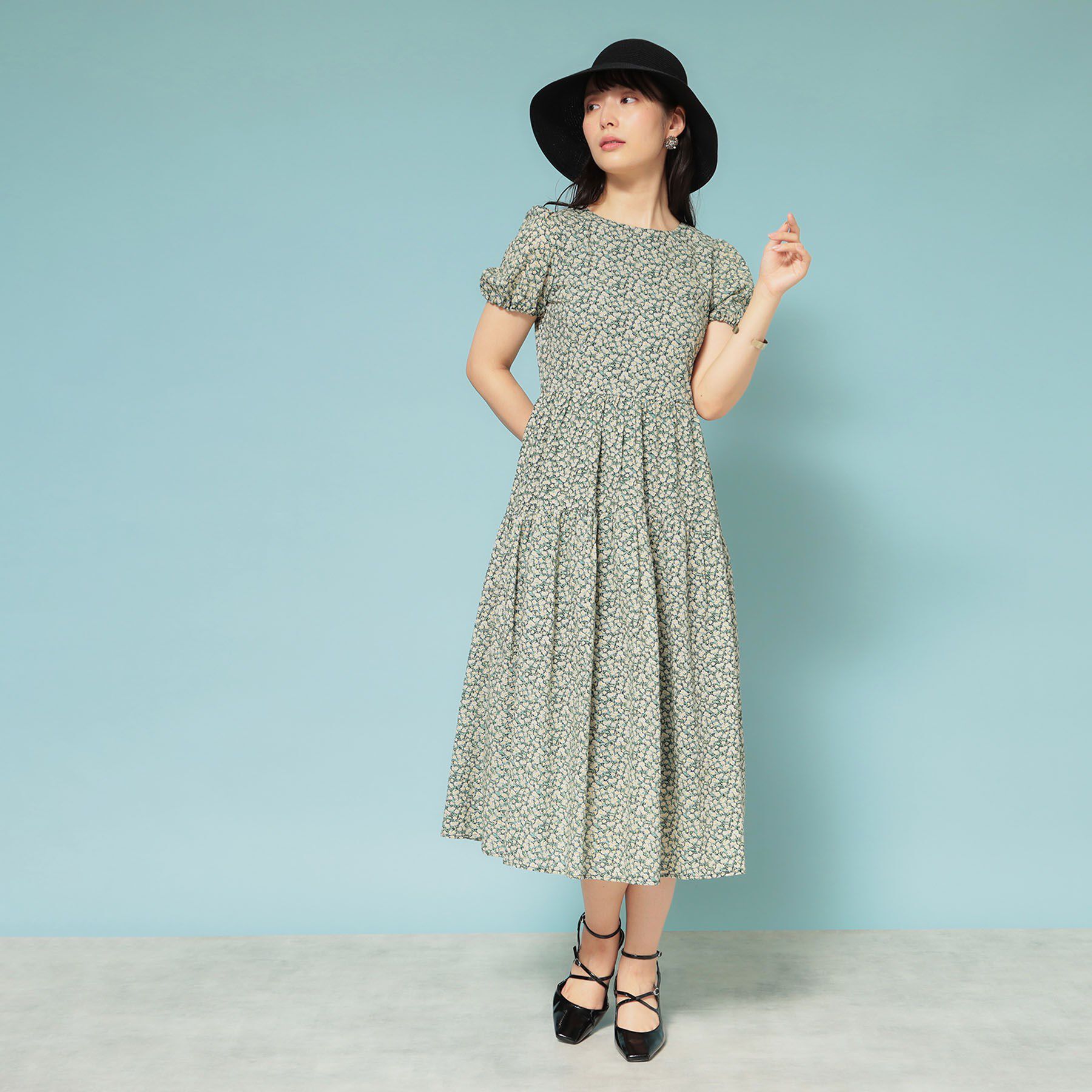 SunaUna「【花柄】パフスリーブワンピース」|ワンピース|