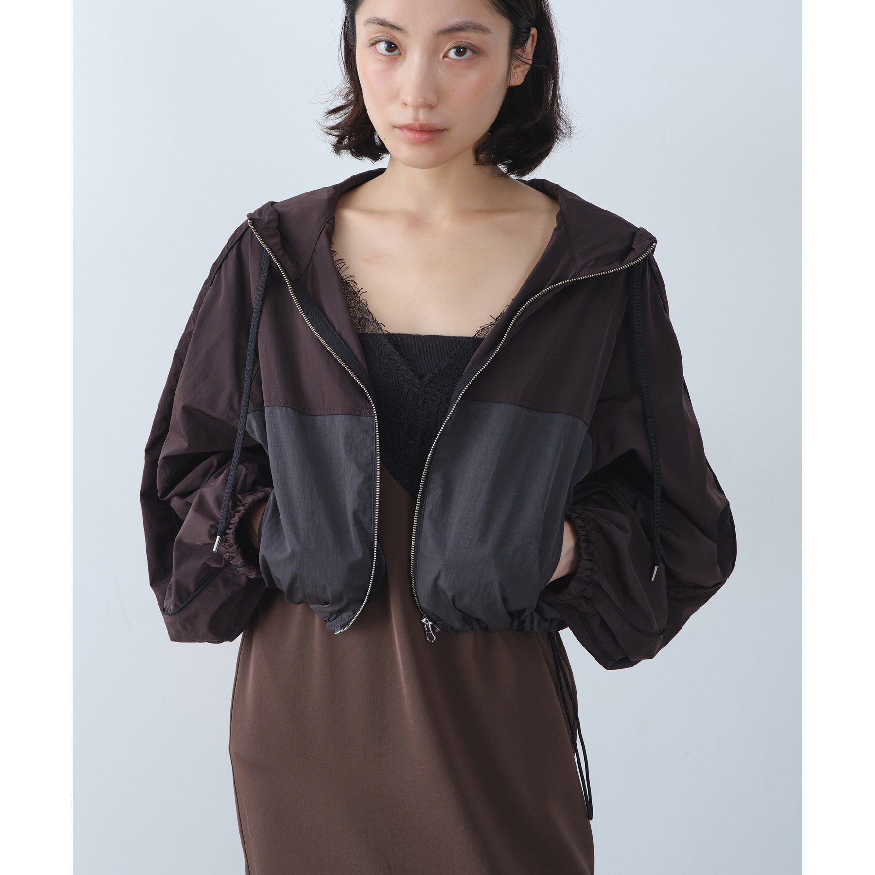 CODE A「urban light crop blouson」|ブルゾン・スタジャン|ブラウン(544)