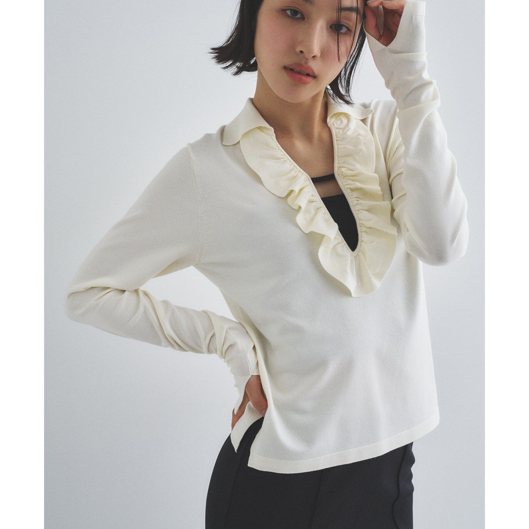 CODE A「frill knit」|ニット・セーター|オフホワイト(003