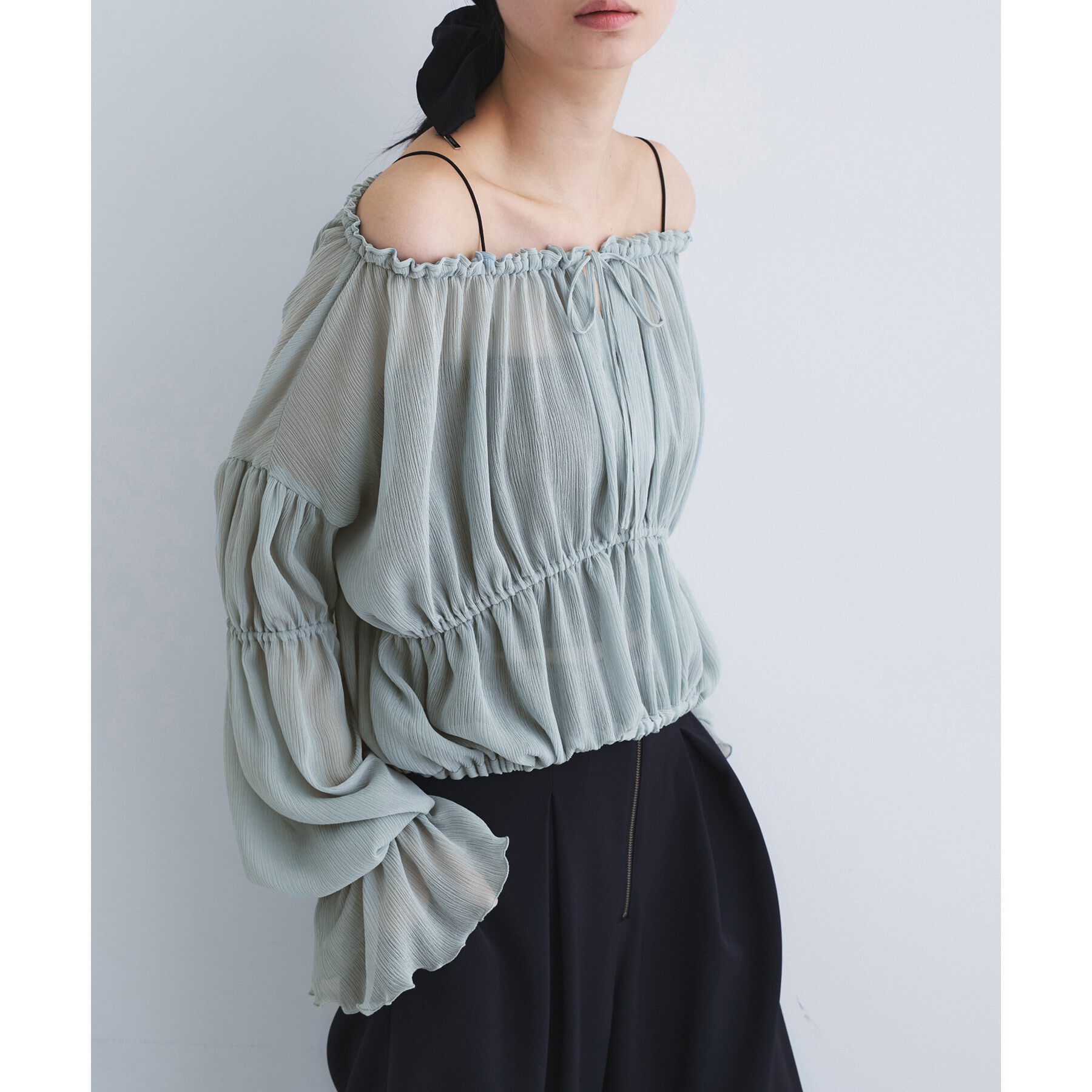 CODE A「off－shoulder blouse」|シャツ・ブラウス|サックスブルー(09