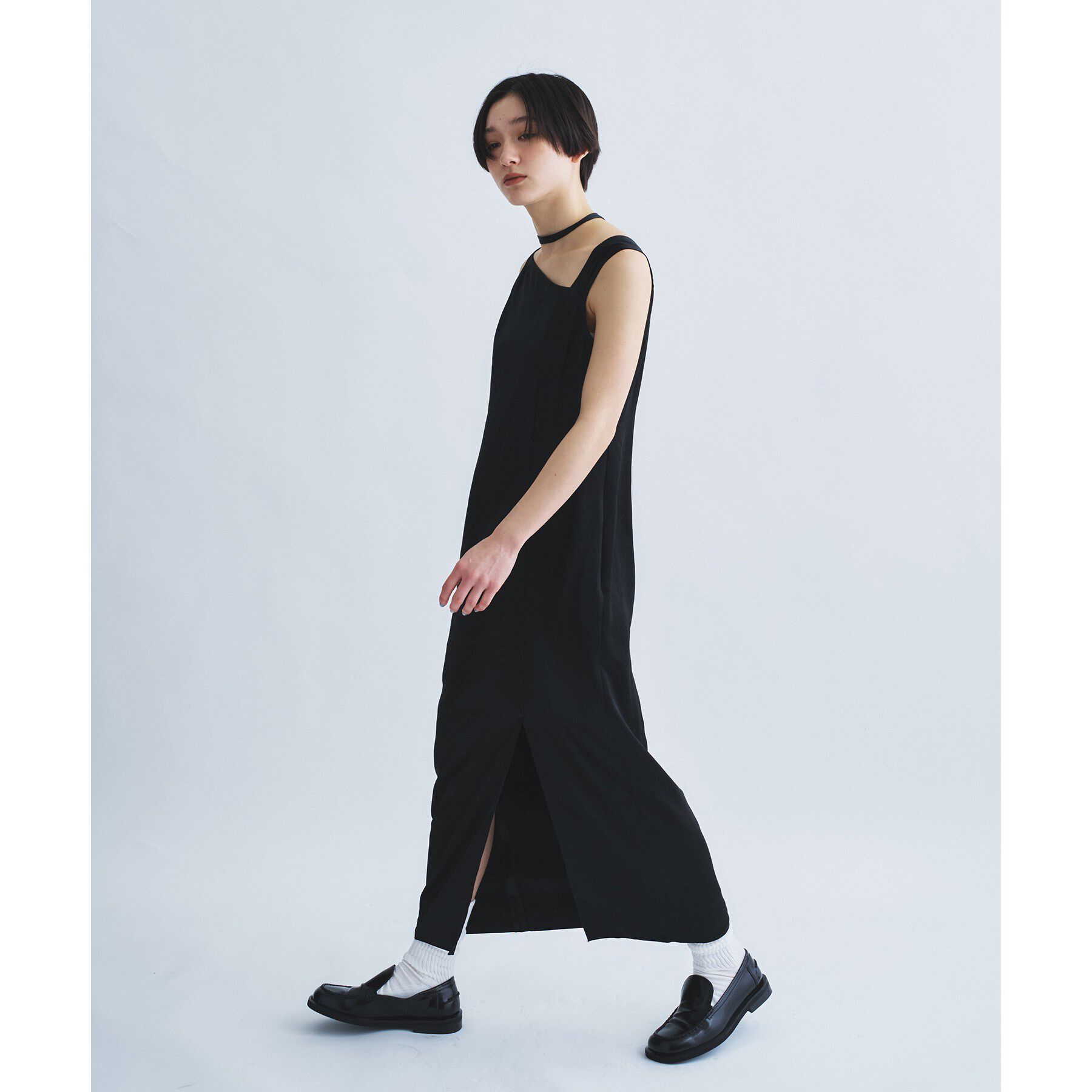 CODE A「satin neck slit dress」|ワンピース|