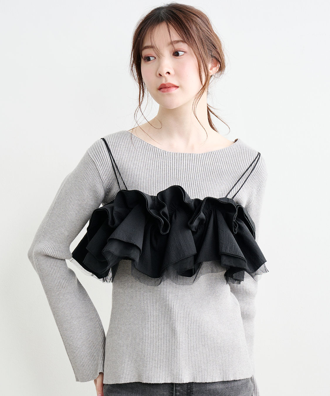 COCO DEAL「フリルビスチェレイヤードリブニット」|ニット・セーター|