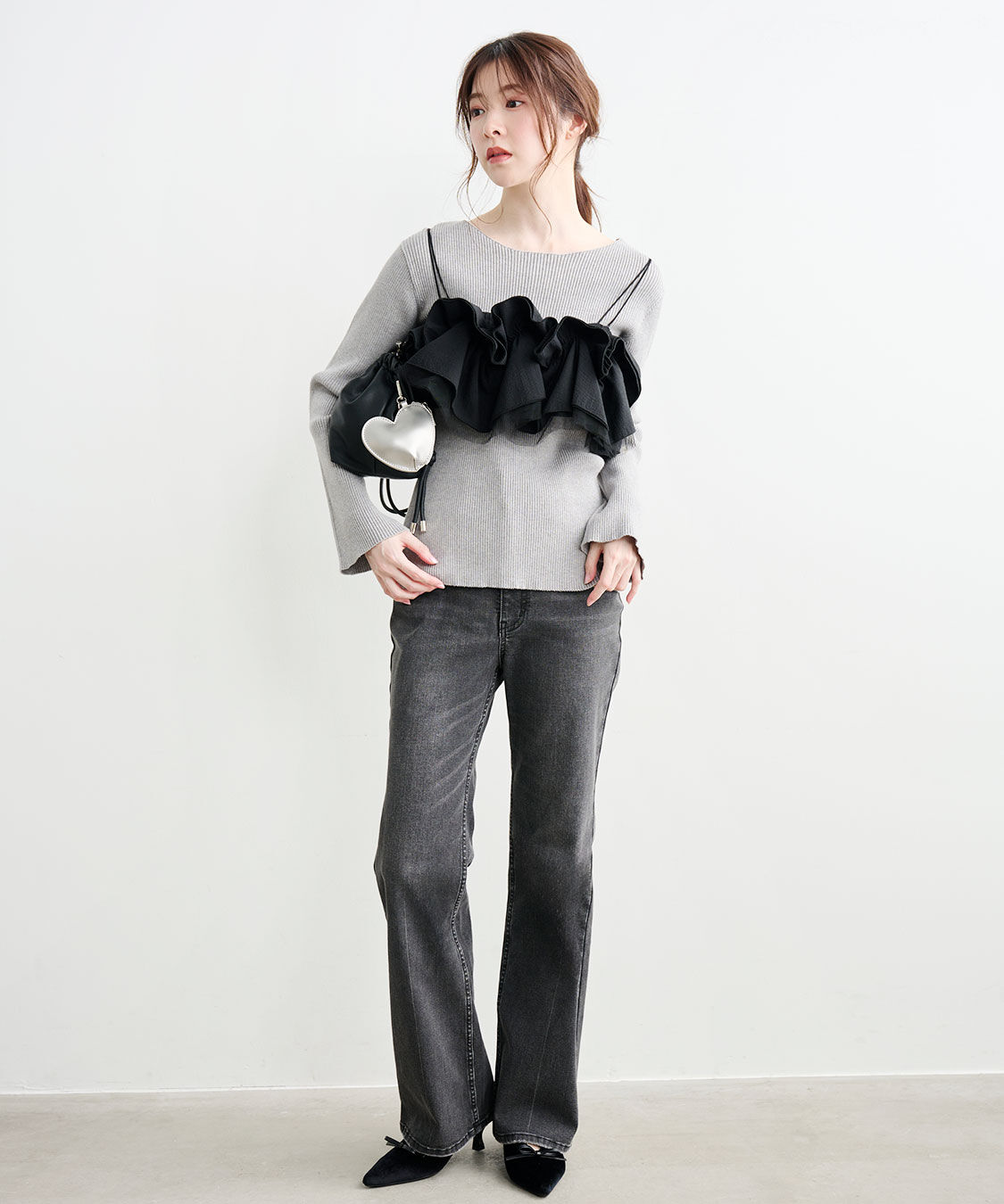 COCO DEAL「フリルビスチェレイヤードリブニット」|ニット・セーター|