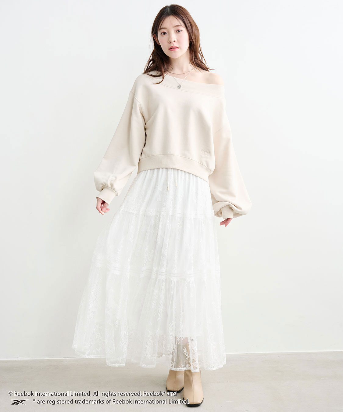 COCO DEAL「《COCO DEAL/Reebok》ボリュームスリーブオフショルスウェット」|スウェット・ジャージ|