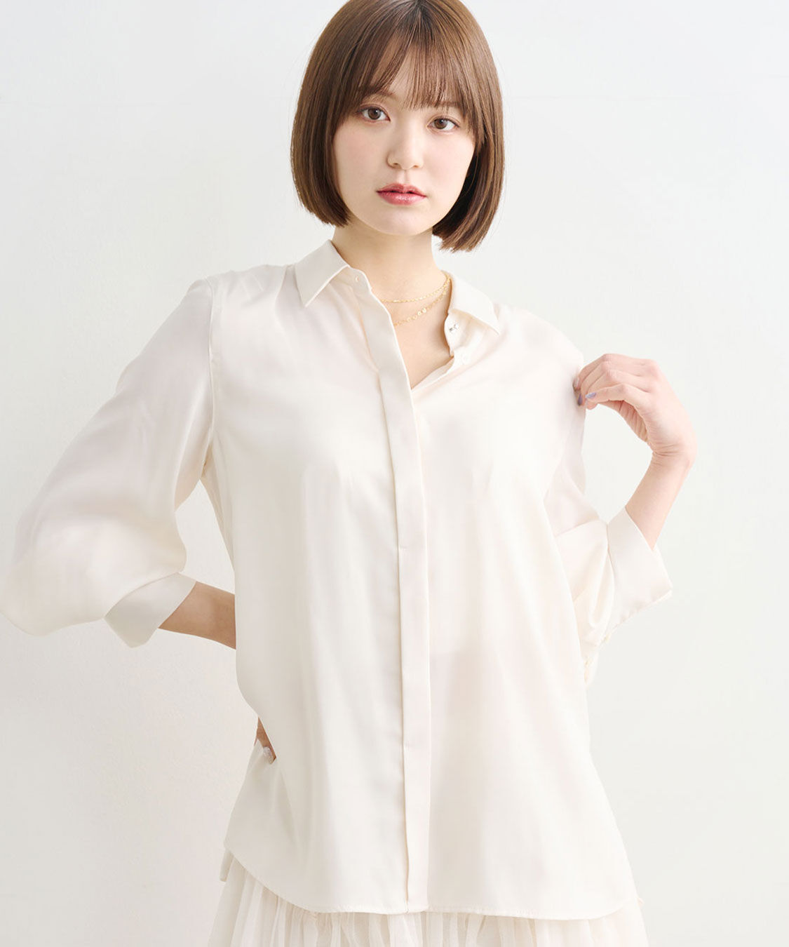 COCO DEAL「2WAYサテンシャツ」|シャツ・ブラウス|アイボリー