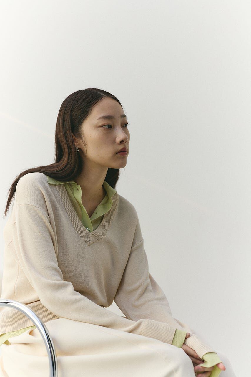 STYLEMIXER「レイヤードポロニットトップ」|ニット・セーター|L/BEG1