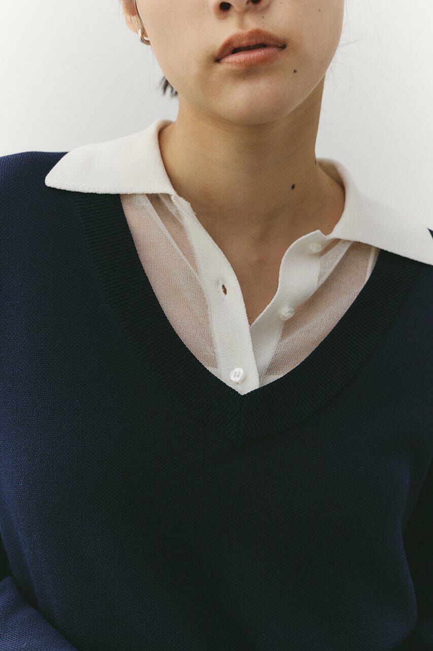 STYLEMIXER「レイヤードポロニットトップ」|ニット・セーター|