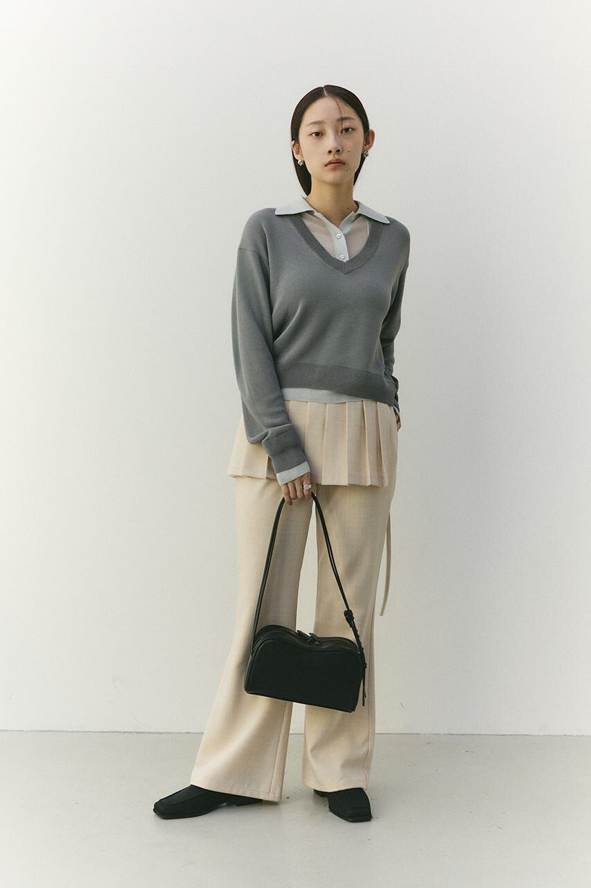 STYLEMIXER「レイヤードポロニットトップ」|ニット・セーター|