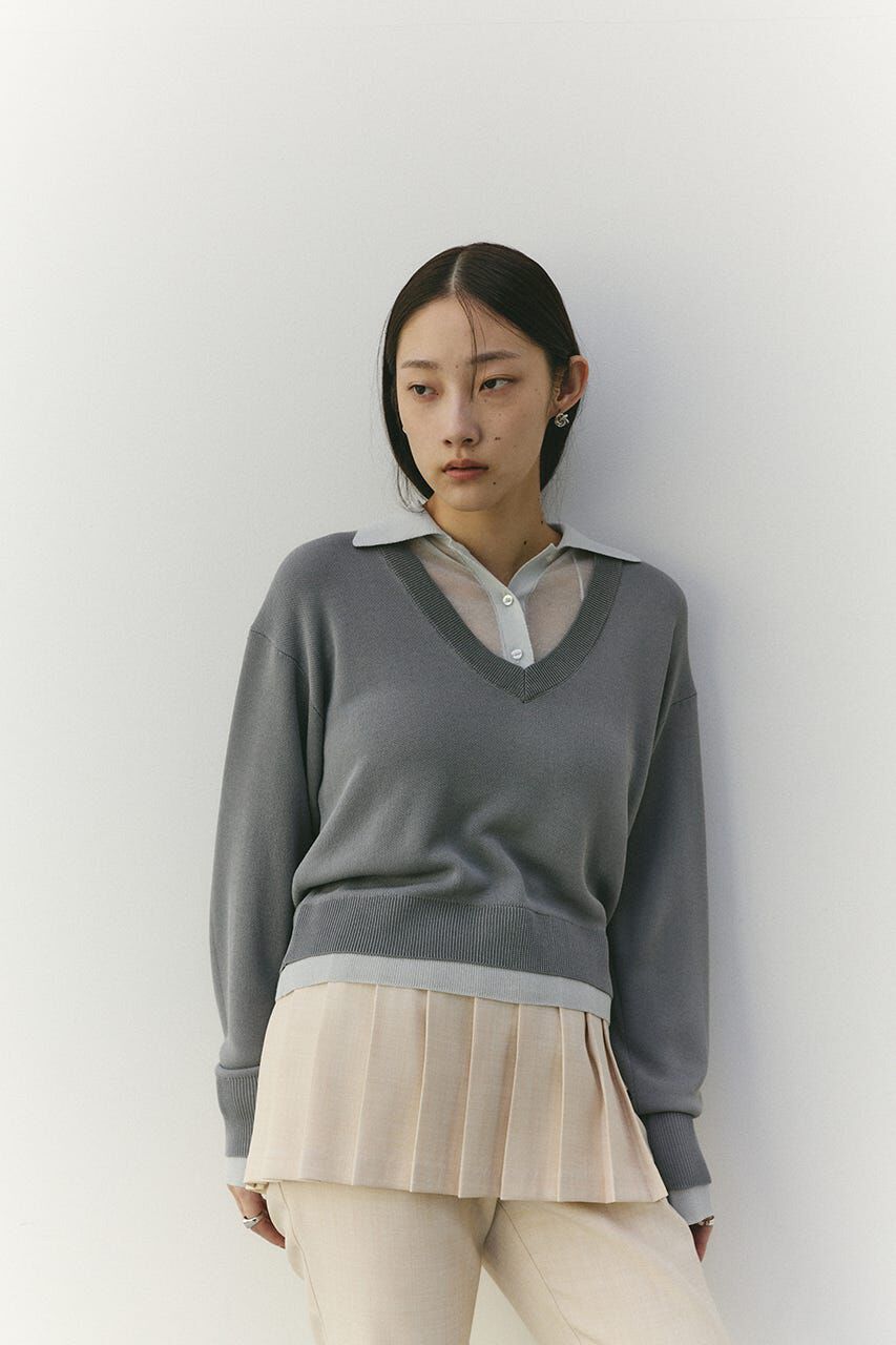 STYLEMIXER「レイヤードポロニットトップ」|ニット・セーター|