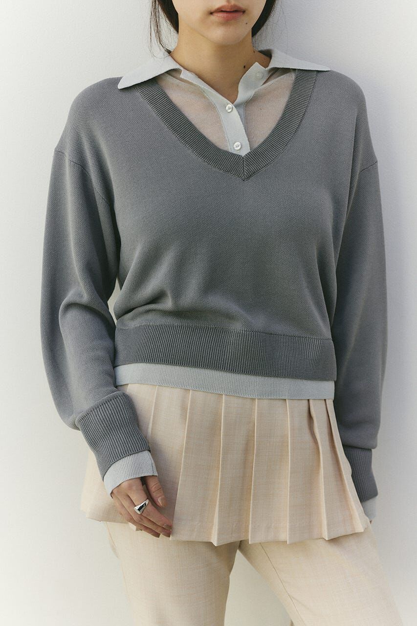 STYLEMIXER「レイヤードポロニットトップ」|ニット・セーター|