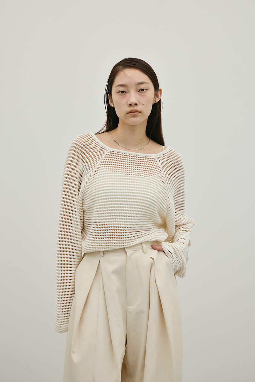 STYLEMIXER「バックオープンメッシュニット」|ニット・セーター|WHT