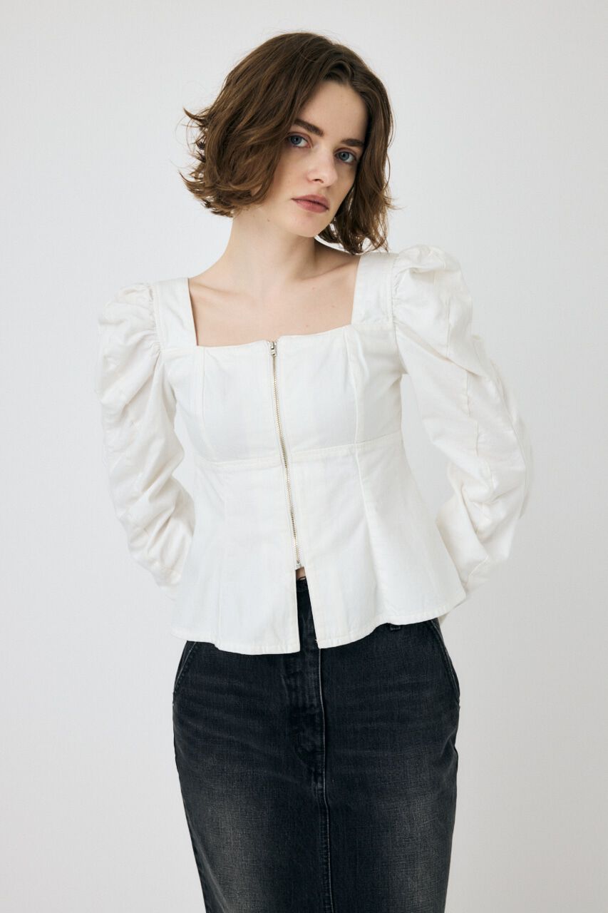 MOUSSY「WHT DENIM BUSTIER ブラウス」|シャツ・ブラウス|