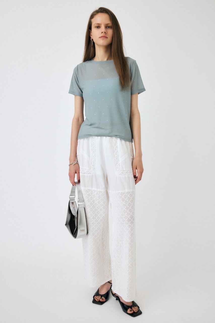 MOUSSY「RHINESTONE SHEER Tシャツ」|Tシャツ・カットソー|