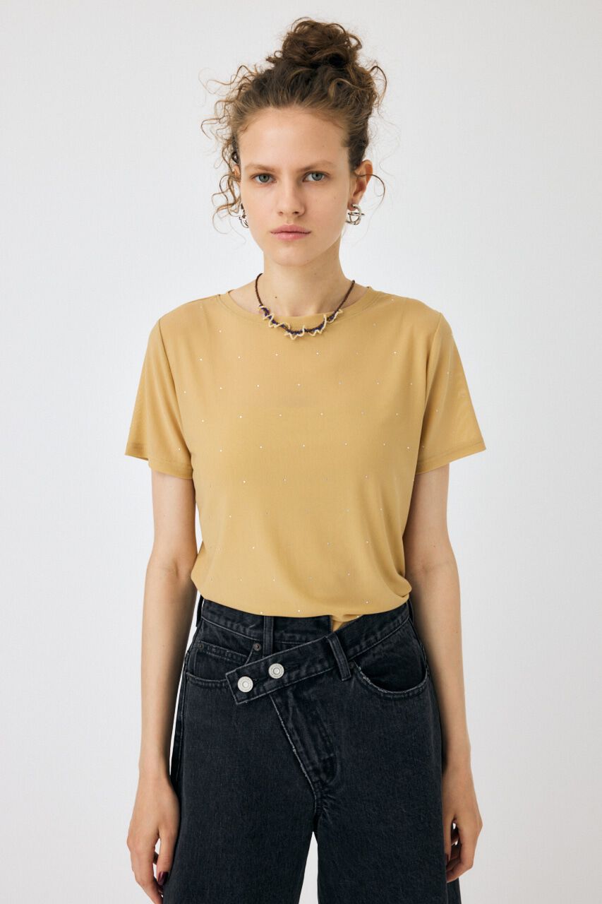MOUSSY「RHINESTONE SHEER Tシャツ」|Tシャツ・カットソー|