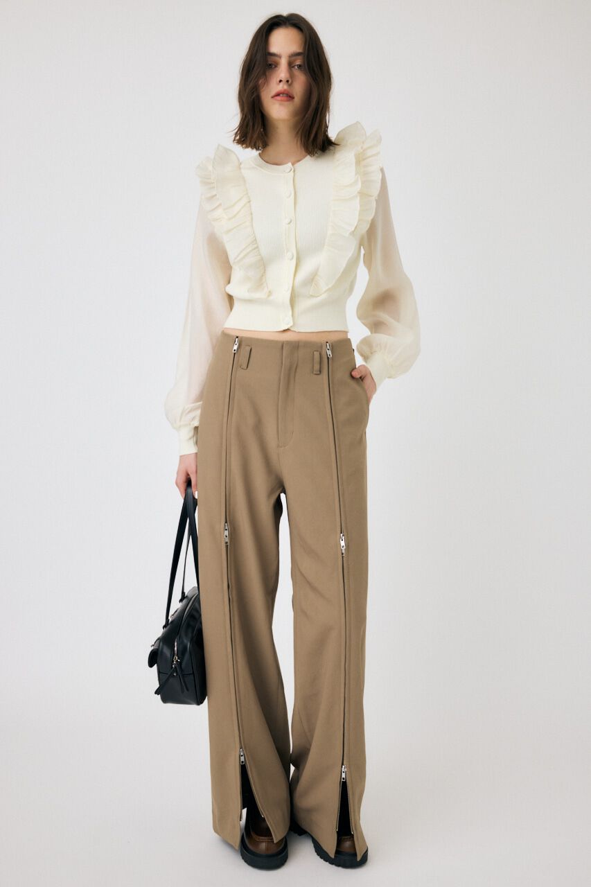 MOUSSY「WOVEN FRILLS カーディガン」|ニット・セーター|