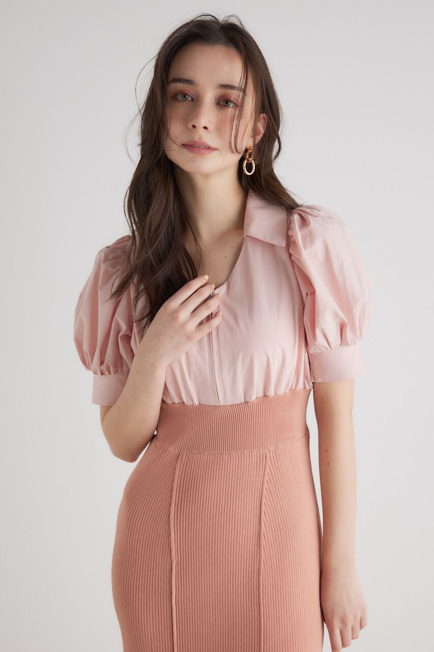 rienda「シャツドッキング Knit OP」|ワンピース|