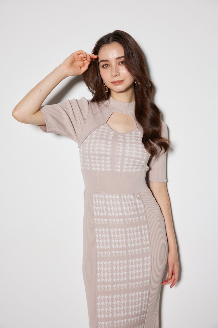 rienda「2WAY千鳥パターンタイトニットワンピース」|ワンピース|