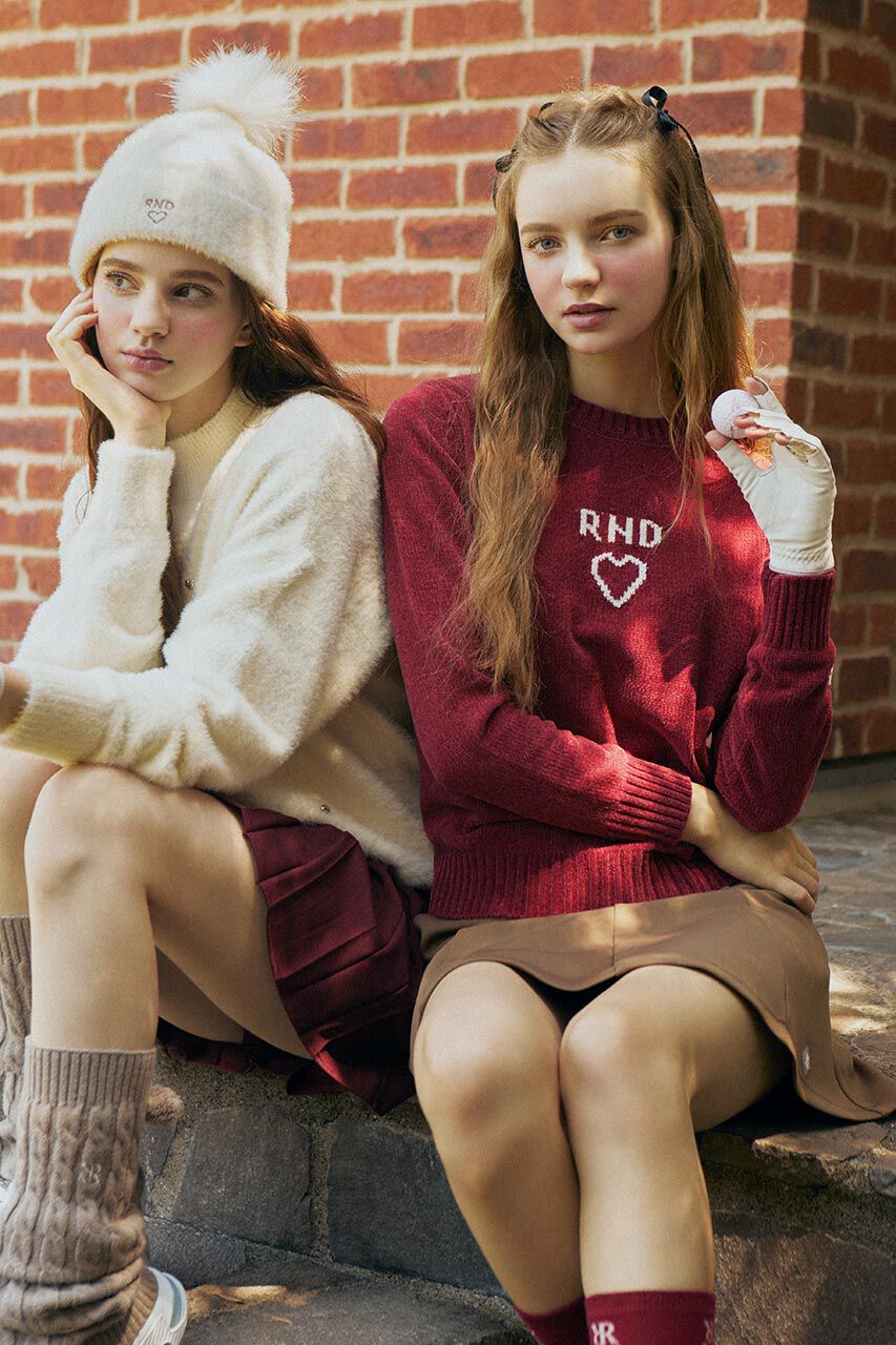 rienda「バストロゴモールニットトップス」|ニット・セーター|RED