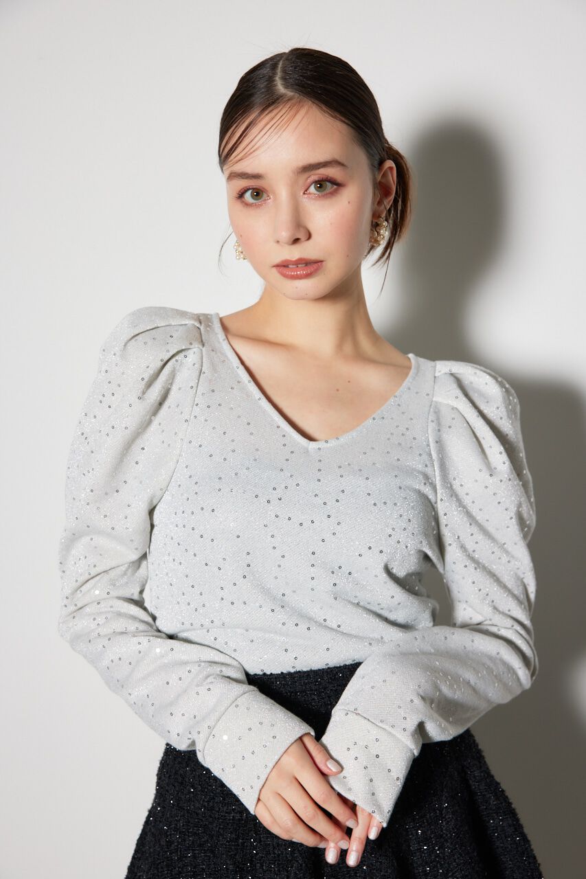 rienda「スパークリングギャザースリーブカットトップス」|Tシャツ・カットソー|WHT