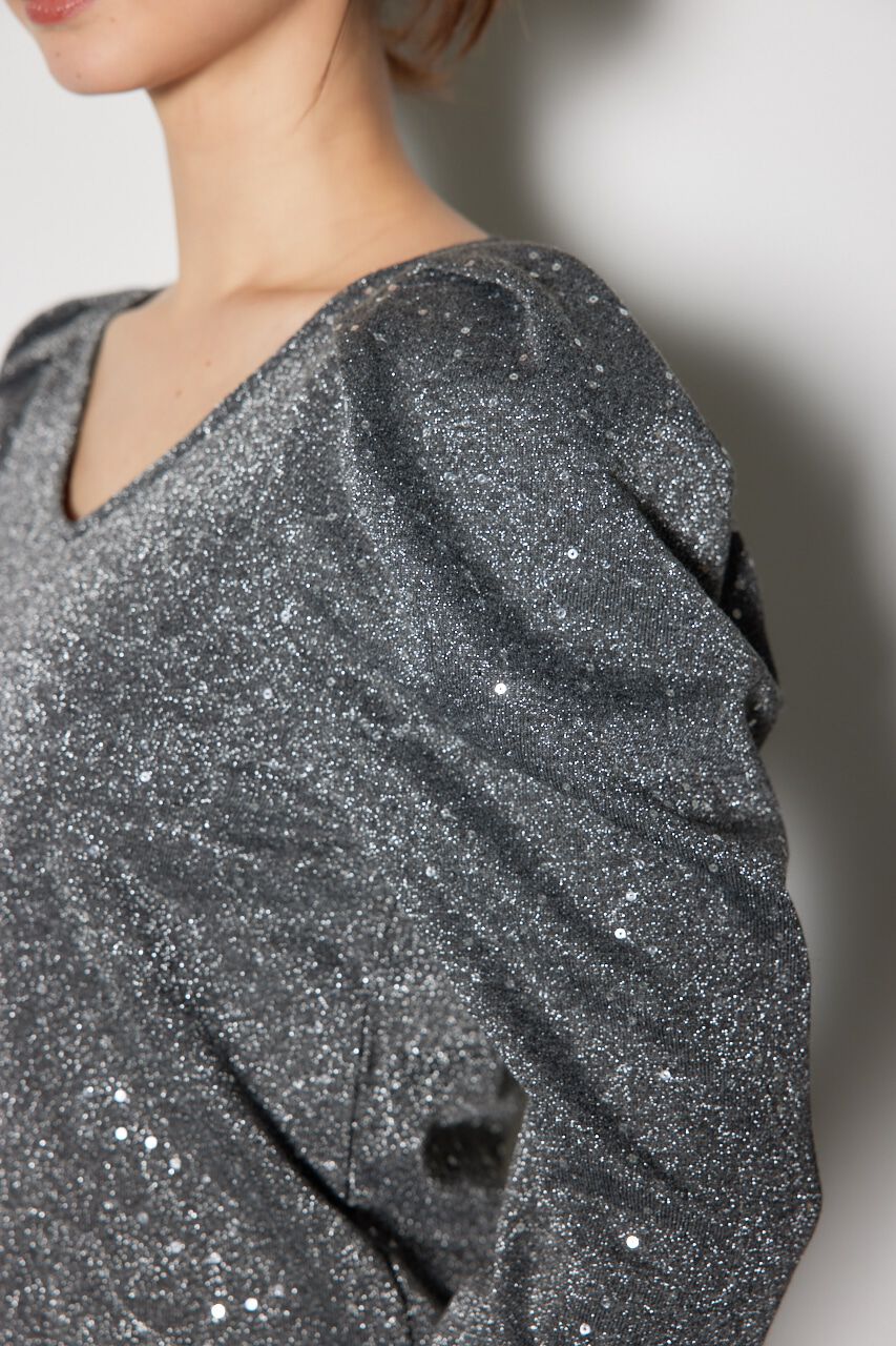 rienda「スパークリングギャザースリーブカットトップス」|Tシャツ・カットソー|