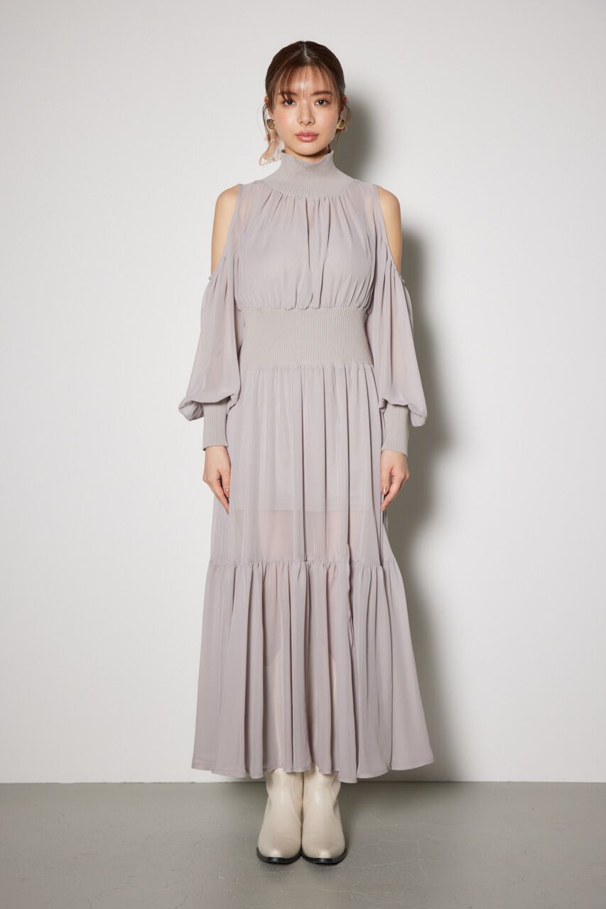 rienda「knitコンビスリットフレアワンピース」|ワンピース|