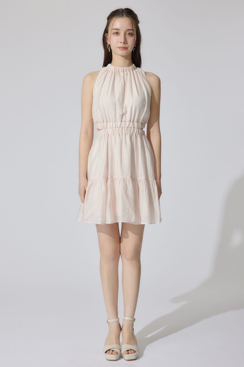 rienda「ホルターネックギャザーミニフレアワンピース」|ワンピース|