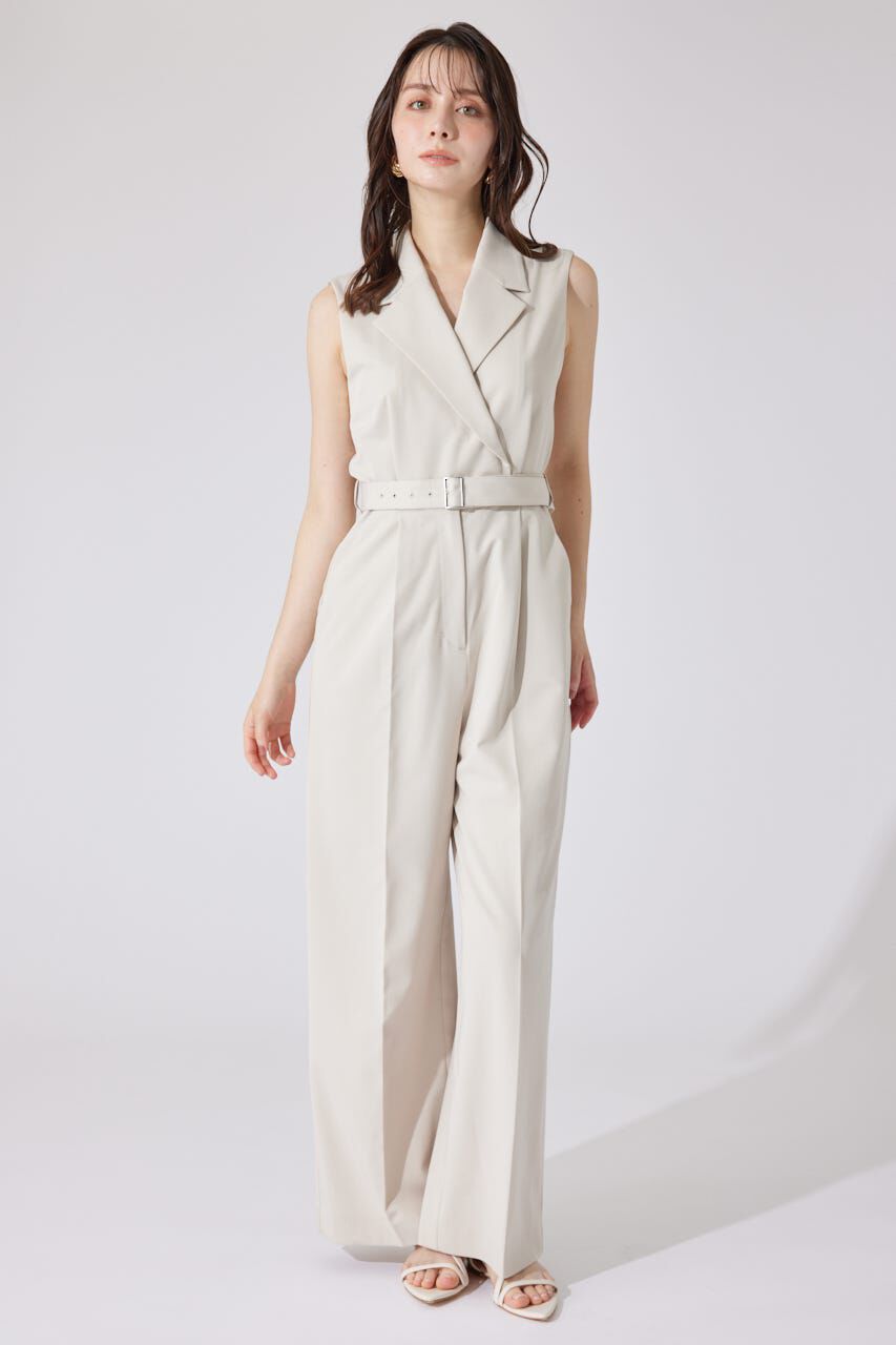 rienda「テーラードデザインノースリーブロンパース」|ワンピース|BEG