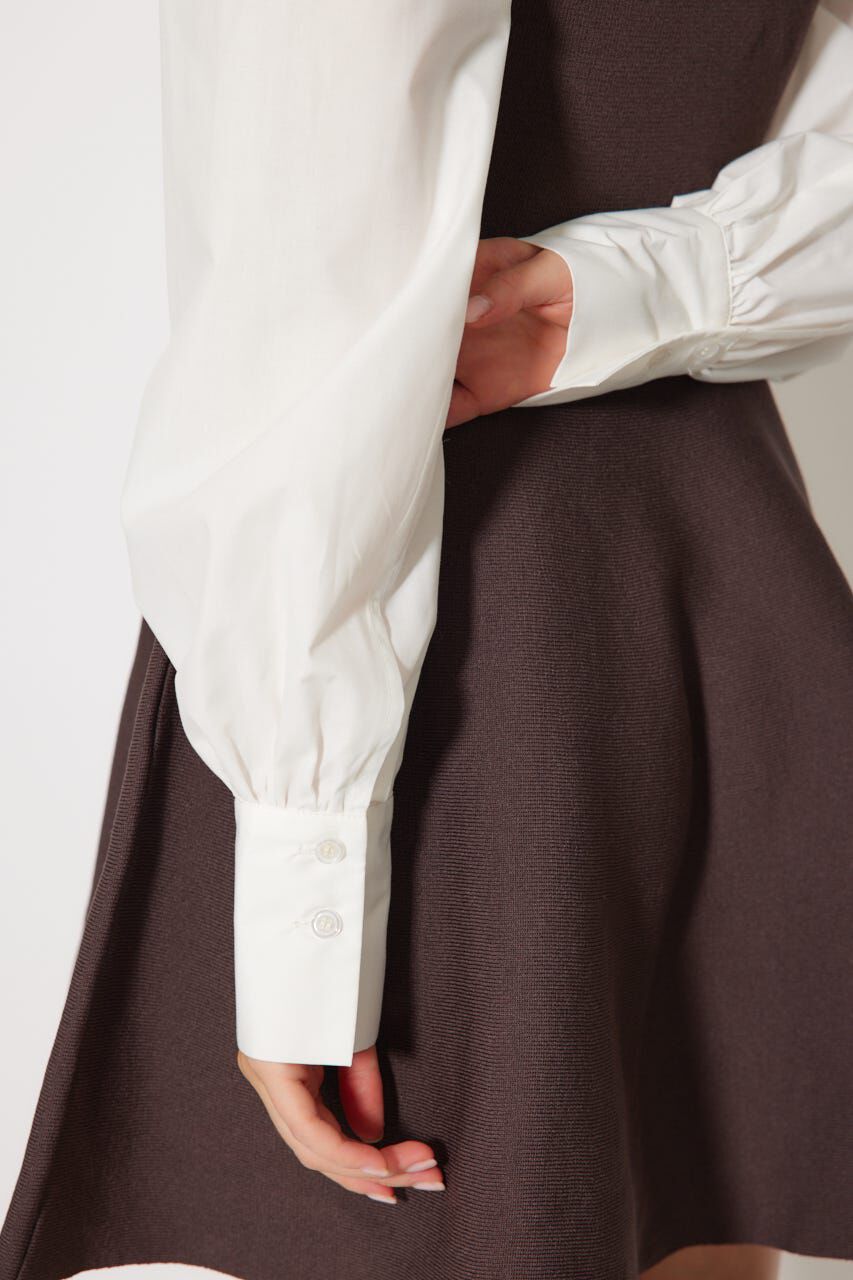 rienda「シャツドッキングフレアニットミニワンピース」|ワンピース|