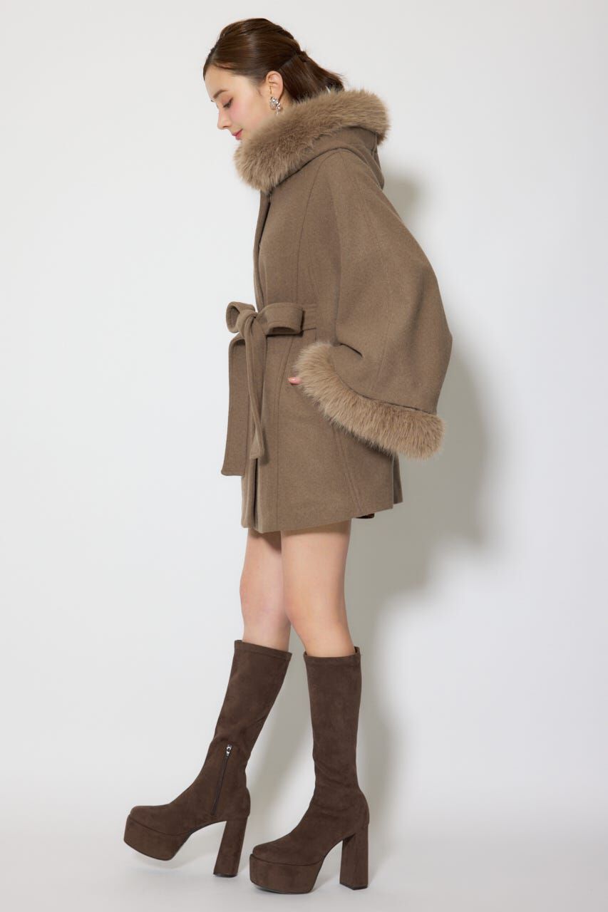 rienda「ウールMIXフードポンチョコート」|その他|