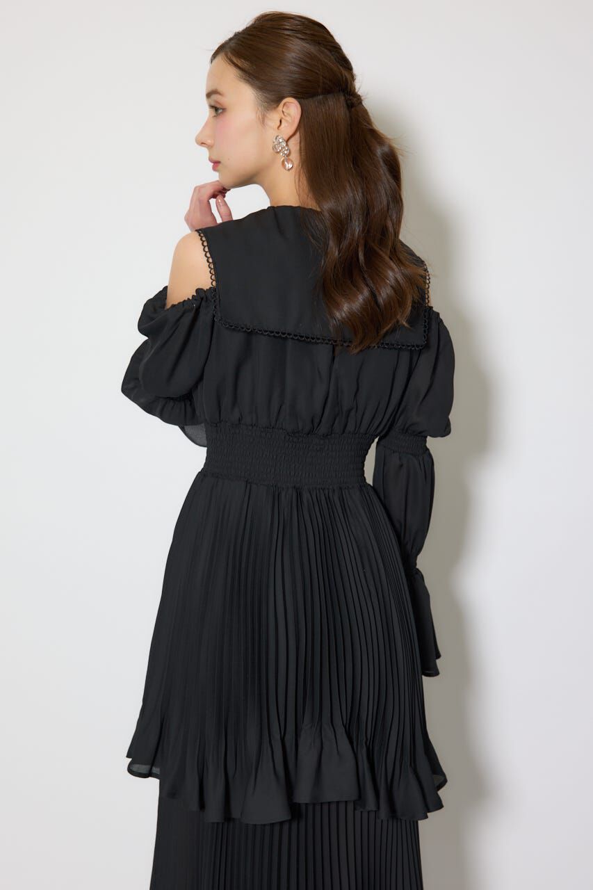 rienda「BIGカラープリーツフレアワンピース」|ワンピース|