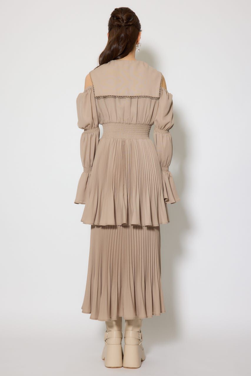 rienda「BIGカラープリーツフレアワンピース」|ワンピース|