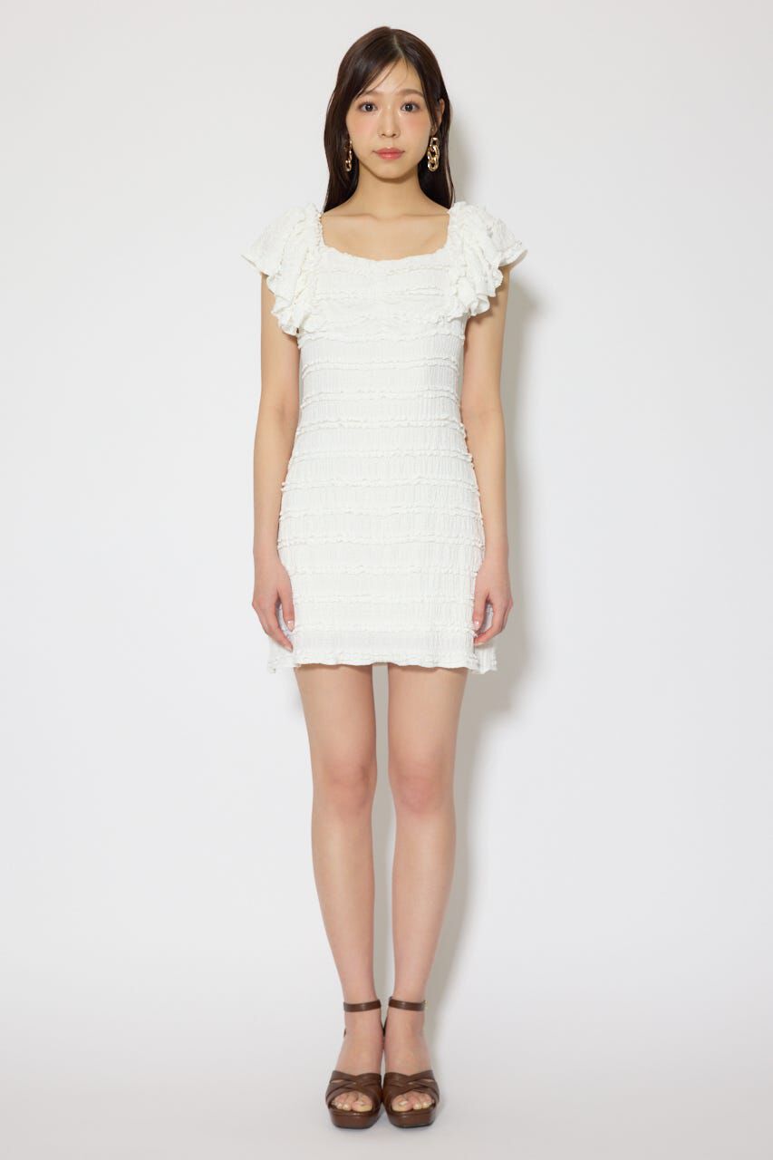 rienda「ショルダーフリルカットミニワンピース」|ワンピース|