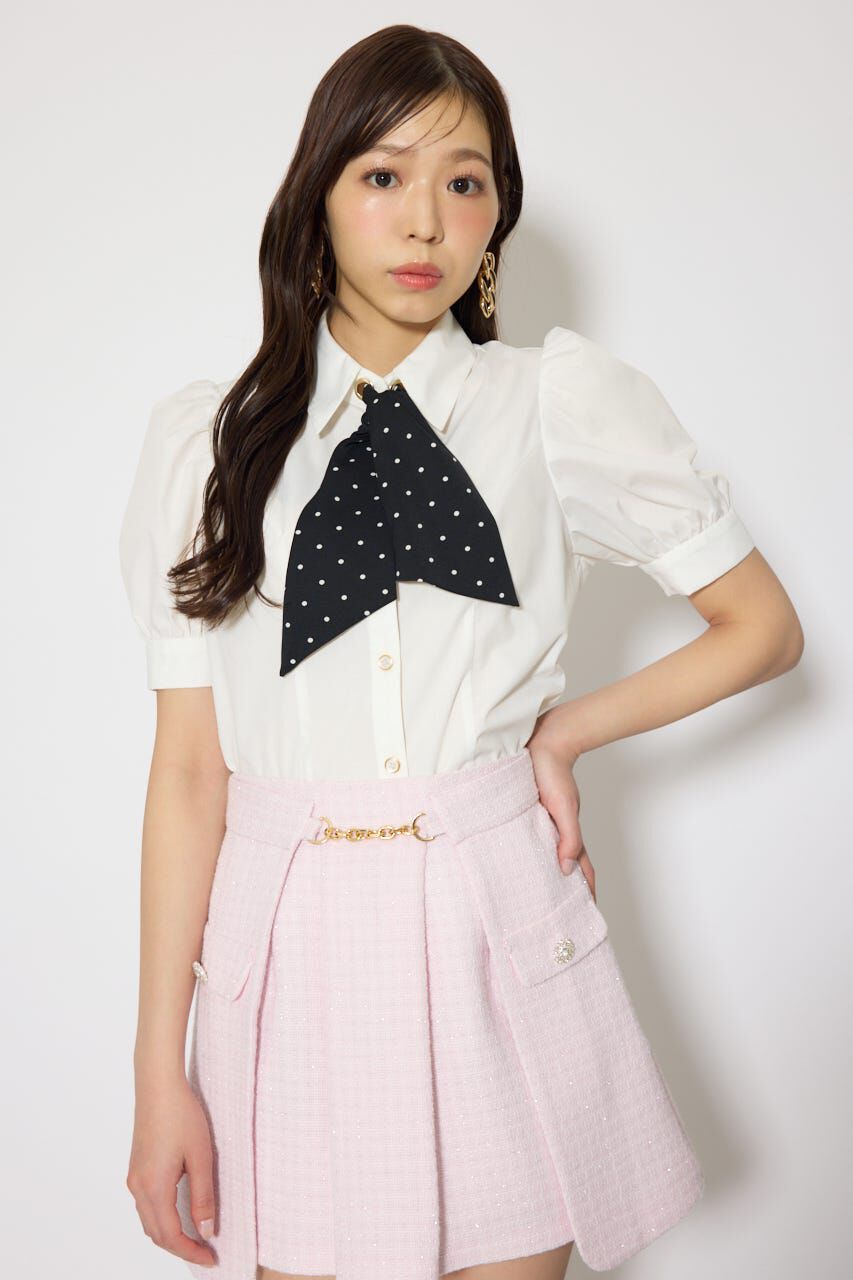 rienda「スカーフ付きハーフスリーブブラウス」|シャツ・ブラウス|