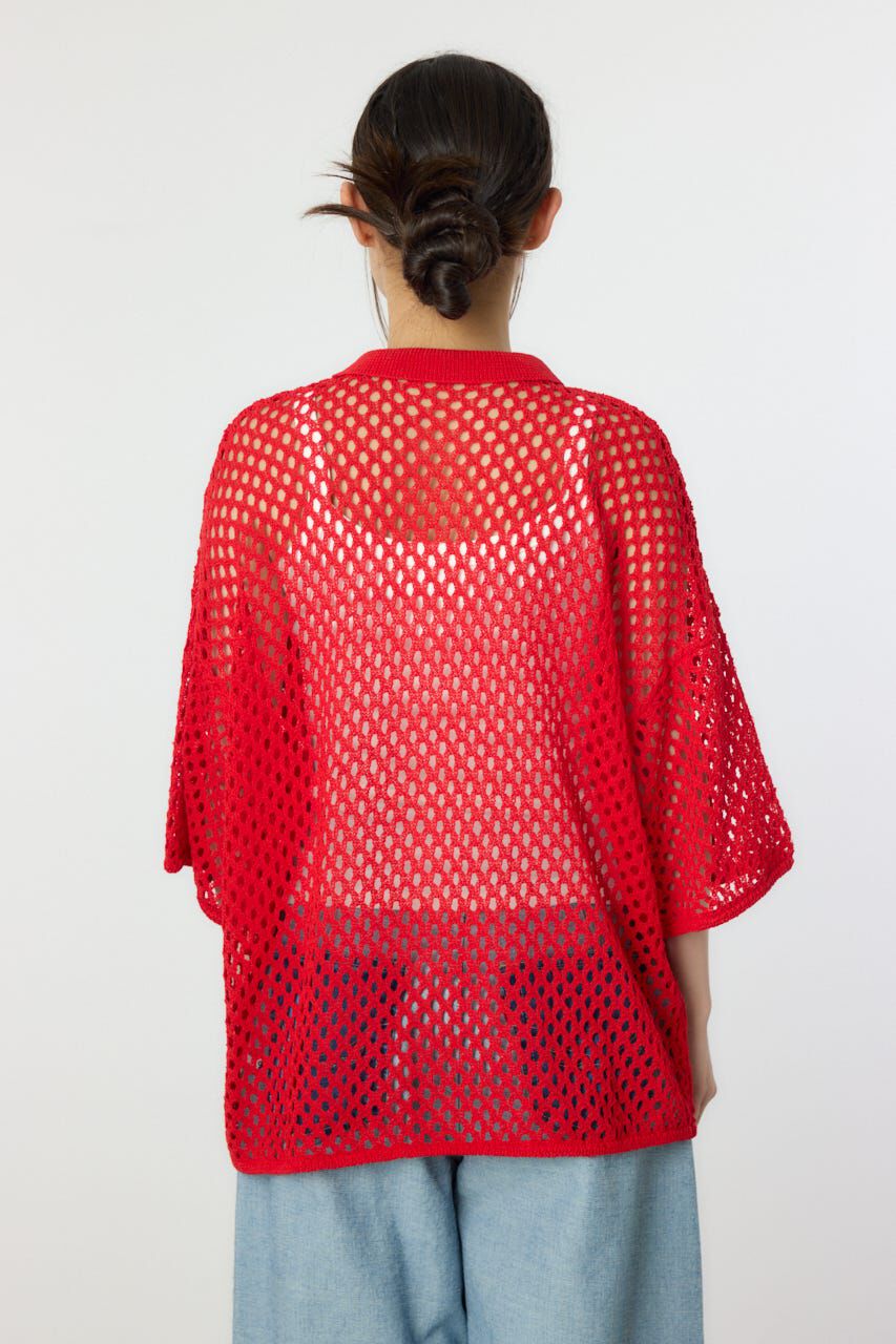 RODEO CROWNS「襟付きメッシュニットカーディガン」|ニット・セーター|