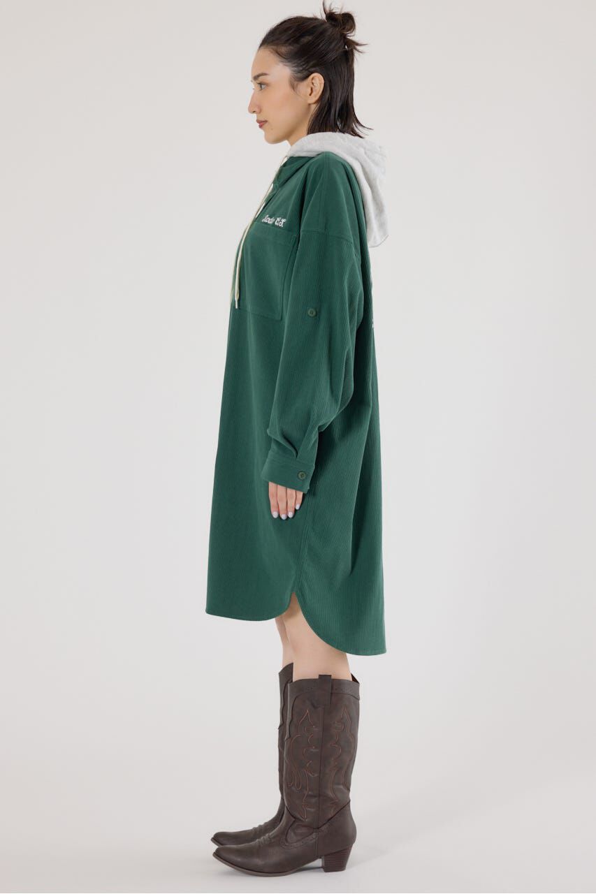 RODEO CROWNS「フード付きコーデュロイシャツワンピース」|ワンピース|