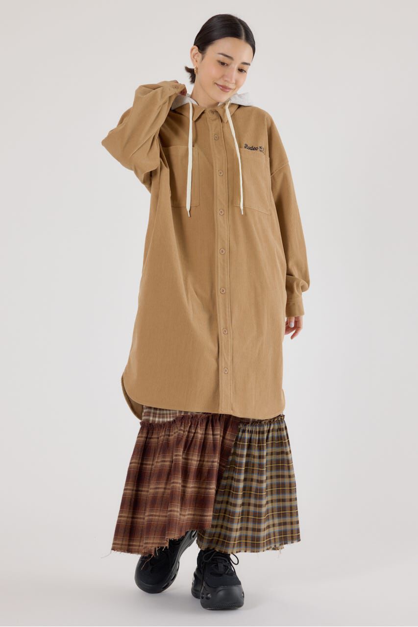 RODEO CROWNS「フード付きコーデュロイシャツワンピース」|ワンピース|
