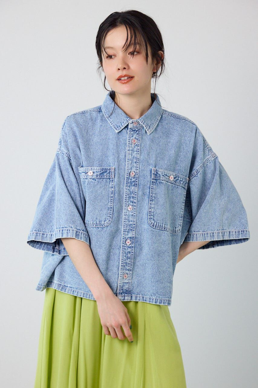 RODEO CROWNS「＜WEB先行アイテム＞デニムワイドシャツ」|シャツ・ブラウス|