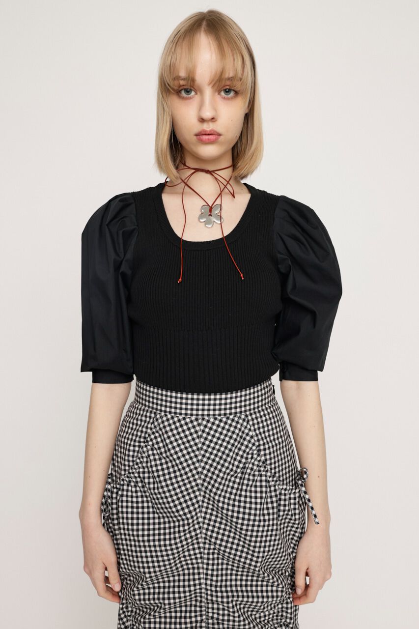 SLY「KNIT COMBI TUCK PUFF トップス」|ニット・セーター|BLK