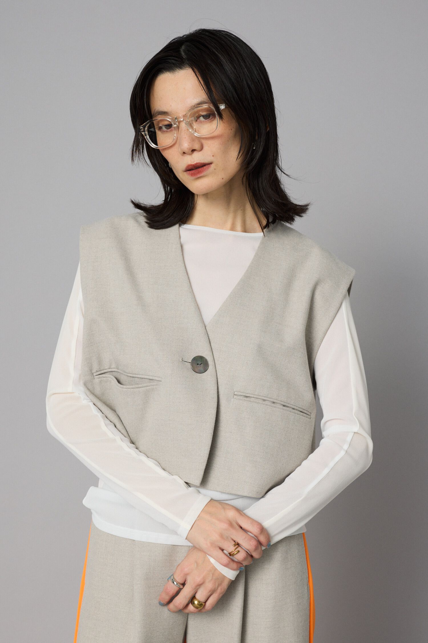 HeRIN.CYE「Box vest」|シャツ・ブラウス|L/GRY1