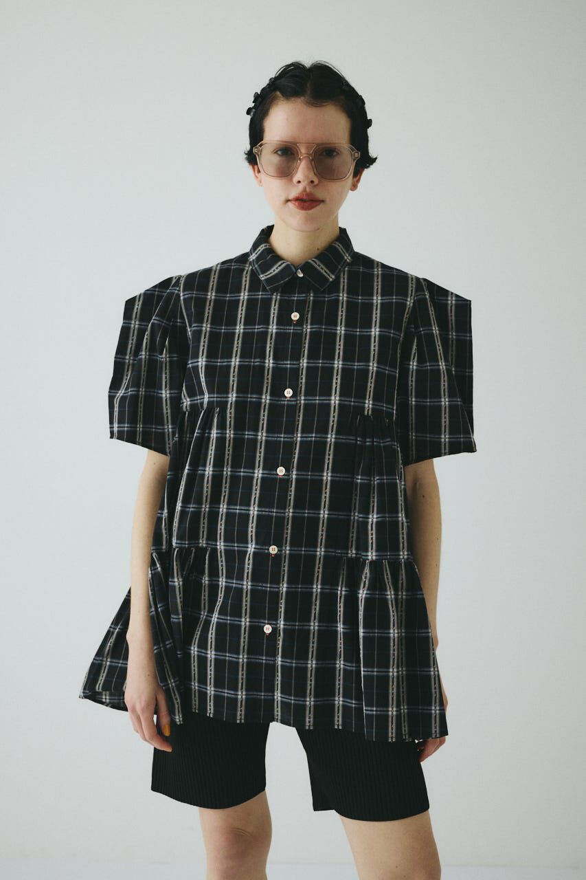 HeRIN.CYE「Side gather Aline blouse」|シャツ・ブラウス|柄BLK5