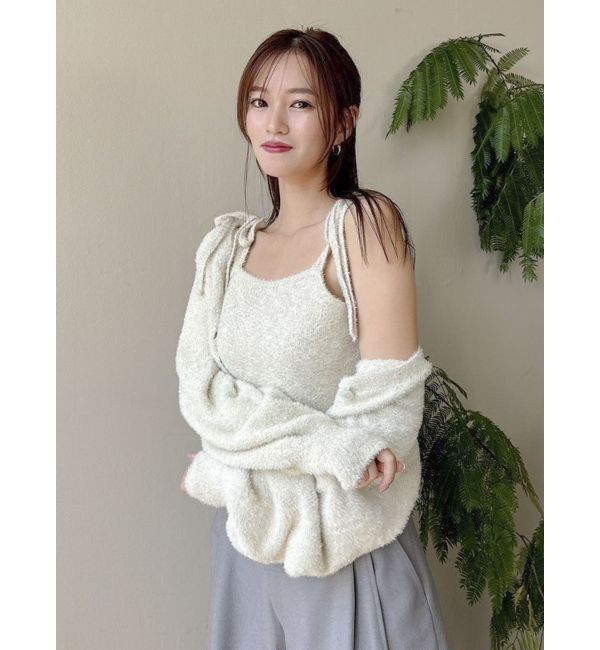 dazzlin「ミニシャギーラメニットキャミ」|キャミソール|ベージュ