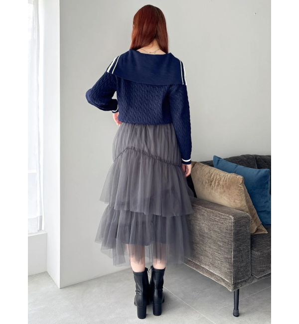 dazzlin「【FILA別注】アシメチュールティアードスカート」|スカート|