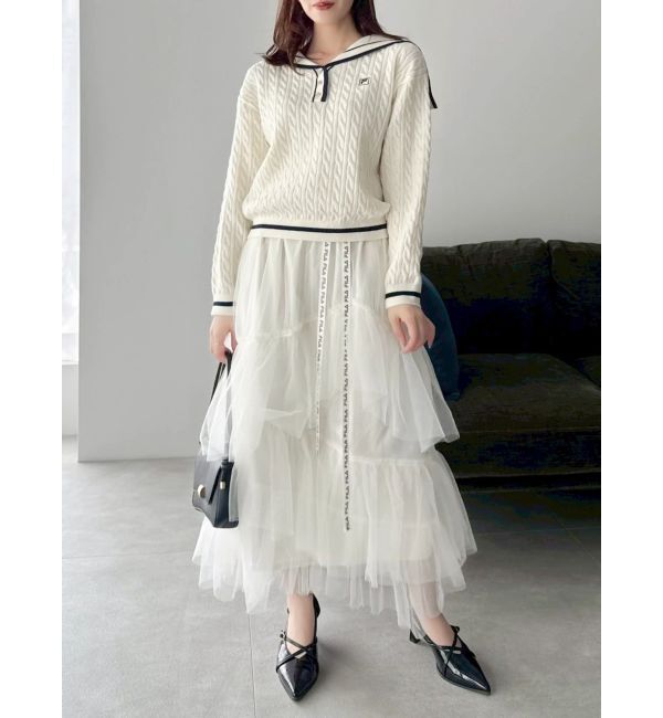 dazzlin「【FILA別注】アシメチュールティアードスカート」|スカート|