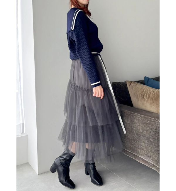 dazzlin「【FILA別注】アシメチュールティアードスカート」|スカート|