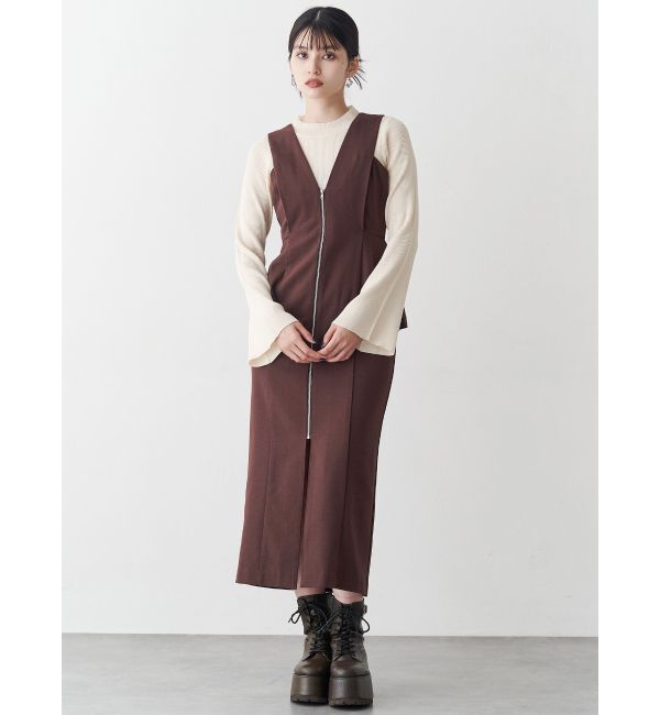 MURUA「フロントZIPペプラムジャンパースカート」|ジャンパースカート|