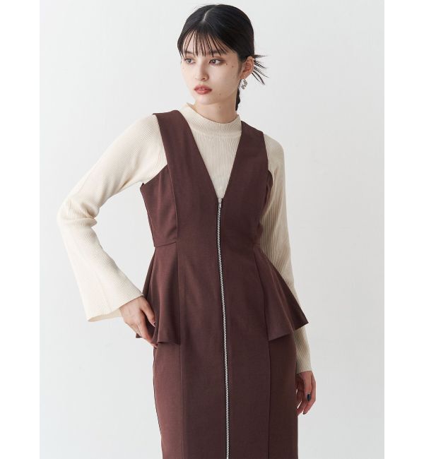 MURUA「フロントZIPペプラムジャンパースカート」|ジャンパースカート|