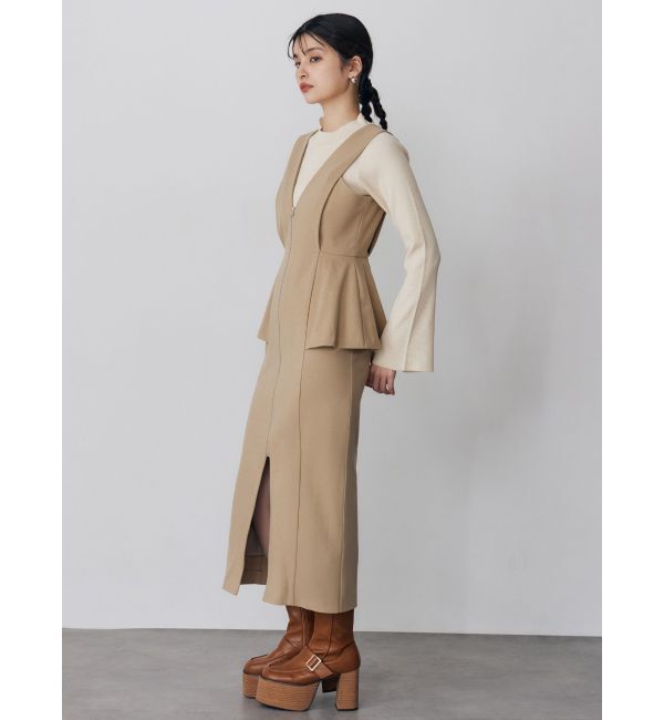 MURUA「フロントZIPペプラムジャンパースカート」|ジャンパースカート|