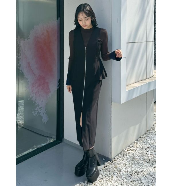 MURUA「フロントZIPペプラムジャンパースカート」|ジャンパースカート|