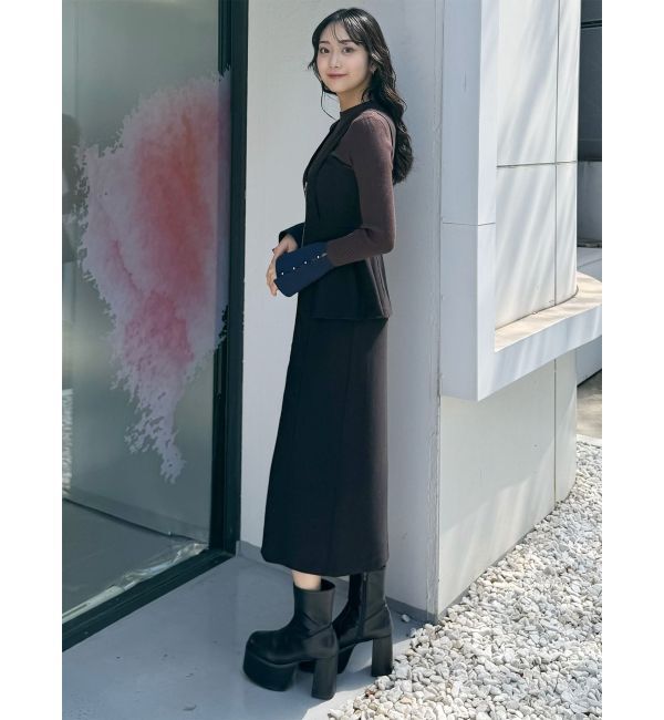 MURUA「フロントZIPペプラムジャンパースカート」|ジャンパースカート|